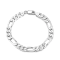 S925 sterling silver Figaro bracelet with lobster clasp and high polish finish - 6.5MM Figaro Chain (16.5CM) / White Gold