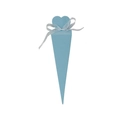 Light blue heart-top cone gift box with white organza ribbon for wedding favors - Light Blue