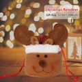 Plush Christmas reindeer gift bag with drawstring, cartoon style 17.5x14cm size - Round Drawstring Apple Bag Reindeer