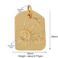 Rectangular golden sun and bird pendant with engraved details on a white background - Gold/Sun Bird Square