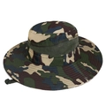 Outdoor wide brim jungle camouflage sun hat with breathable mesh and windproof chin strap - Adjustable / Dark Forest Green