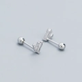 Orecchini a vite a forma di V in argento S925 con pietre di zircone trasparente - Argento 925 / Argento