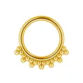 Golden titanium hinged clicker ring with decorative granulated beads for body piercing - 1.2*8mm / Gold