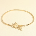 Elegant golden spring metal belt with a fan-shaped leaf buckle for dresses - 19476 Gold Leaf Buckle