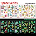 Luminous space astronaut tattoos for kids featuring rockets and planets glow in the dark - Luminous Space Series