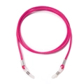 Hot pink braided eyewear strap with silver metal connectors and white silicone loops - Rose Red