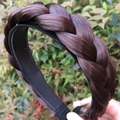 Dark brown braided headband with thick synthetic hair and non-slip teeth for women - Thick Medium 2.5cm / Dark Brown