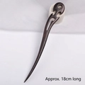 Handcrafted ebony wood hair pin in dark brown with 18cm length and hollow carvings - Wooden Fish