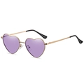 Vintage heart shaped sunglasses with purple lenses and lightweight golden metal frame - Gold Frame Ocean Purple Lens C5