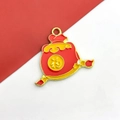 Red and gold enamel money bag charm with Fu character for DIY New Year jewelry making - Money Bag