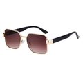Fashion square metal frame sunglasses with gradient brown lenses and golden frame - Gold Brown Gradient Gray Tea