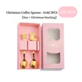 Christmas spoon set with gold stainless steel star and sock charms in a pink gift box - Pink Box 2PCS Set (Star+Sock) / Silver