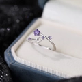 S925 Silberring mit lila Stern-Edelstein und verstellbarem Hohlstern-Design - Einstellbar Offen / Violetter Zirkonia - Versilbert