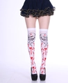 Halloween over-knee blood socks with skull patterns for cosplay and nurse costumes - One Size / Cross Skeleton 5#
