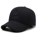 Men's winter baseball cap in navy blue with thick warm wool and ear protection flaps - Adjustable / Navy Blue