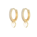 Detailed view of heart-shaped hoop earrings with white enamel and sparkling zircons - Gold - White (ES0013-JS-BS25)