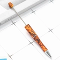 DIY beadable ballpoint pen featuring a trendy orange and black leopard print finish - Orange and Black Leopard Print (84)