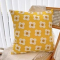 Yellow towel embroidered pillowcase with white tufted floral patterns for sofas - 45*45cm (No Core) / Pastoral Style 15 (Yellow Tufted)