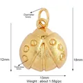 Golden ladybug pendant charm with zircon accents and precise dimensions of 13x18mm - M778617-Gold Ladybug