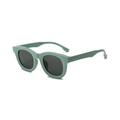 Retro vierkante zonnebril in saliegroen met donkere glazen en een dik montuur - Groen Frame Grijze Lenzen