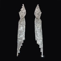 Eleganti orecchini pendenti a nappa in argento con strass per sposa e feste di nozze - Argento (EH-3003 White)