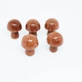 Five polished goldstone mushroom ornaments made of natural brown glittering stone - Synthetic Goldstone