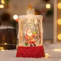 Santa Claus water globe candle light with glitter and red base for Christmas decor - Red Base Santa with Gift Box