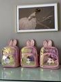 Pink holographic ballet dance backpack for girls with cartoon ballerina and bunny ears - Large-With Ears / Pink Large Ears-Holographic