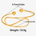 Vista dettagliata del bracciale rigido in acciaio inox 304 oro con dimensioni e peso - Oro