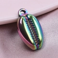 Regenbogenfarbener Muschel-Anhänger aus Edelstahl für DIY-Schmuck mit Metallöse - Regenbogenfarben