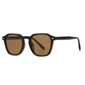 Modern black geometric sunglasses with brown polarized lenses and silver metal accents - Tea/Brown(C2)