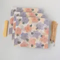 Floral gift bag set with yellow ribbons and Sweet Days print in large blue size - L Blue-ZD5010 Dream Painting (Set of 3)