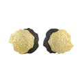 Minimalist irregular round earrings with gold and black rock texture metal finish - 925 Silver / Black + 18K Gold