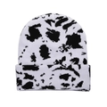 Winter-Strickmütze mit schwarz-weißem Kuhmuster-Design für Damen und Mädchen - Schwarz Weiß Kuh Muster