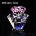 Pink purple diamond crystal nail art cup with rainbow gradient glass finish and lid - Colorful Cup with Pink Diamond Lid