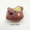 Detail showing a brown plush bear accessory with embroidery, size H 4.5cm by W 5cm - DIY Style (Back Opening) / Coffee Bear With Hat