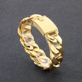 Bracciale cubano da uomo 24mm in acciaio al titanio placcato oro con chiusura a scatto - Oro Lucido
