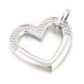 Silver heart pendant necklace with rhinestones in 18K gold plated stainless steel - Steel Color Rhinestone Style (KP120078-Z)