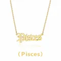 Detail of gothic style Pisces pendant necklace in gold finish on a white background - Pisces (Gold)