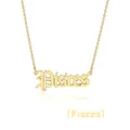 Detail of gothic style Pisces pendant necklace in gold finish on a white background - Pisces (Gold)