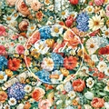 Garden floral 6-inch vintage scrapbook paper pad with 12 colorful designs and 24 sheets - R2508 24 Sheets
