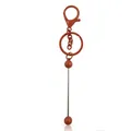 DIY beaded keychain with matte iron-red lobster clasp and silver metal rod accessory - Brown