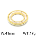 Colgante redondo dorado con incrustación de nácar blanco y cristales laterales, 41mm - Dorado (KLJ3577-Z)