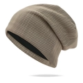 Gorro de punto plisado caqui para mujer con un diseño holgado y estilo moderno - Talla única / Caqui