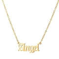 Collar Angel dorado con colgante de estilo gótico sobre cadena de acero inoxidable pulido - Ángel / Dorado