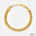 Poliertes goldenes 6,5mm NK-Kettenarmband mit Karabinerverschluss und Verlängerungskette - SBK093 / Gold