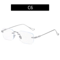 Gafas cuadradas sin montura plateadas anti-luz azul con patillas de metal grabadas - Plata (Cuadrado)