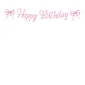 Pink glitter Happy Birthday banner with two pale pink ribbon bows for party decor - Happy Birthday Banner