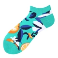 Chaussettes basses en coton avec imprimé agrumes orange sur fond vert écume de mer - Fleurs d'Agrumes d'Été (C144)