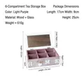 6-compartment light purple wooden jewelry box with glass lid and white heart charm - 6 Grids / Light Purple